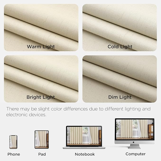 Joydeco Pinch Pleated Linen Curtains - Image 8