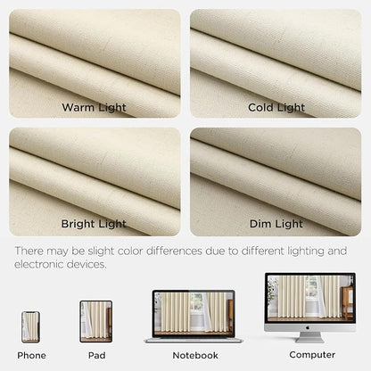 Joydeco Pleated Curtains for Living Room Bedroom, Linen Drapes 90 inch Length 2 - Image 8