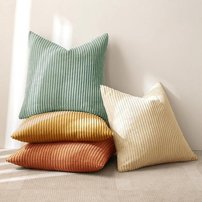 MIULEE Soft Corduroy Decorative Throw Pillow Covers Orange Teal 20x20 | Set of 4 - Image 4