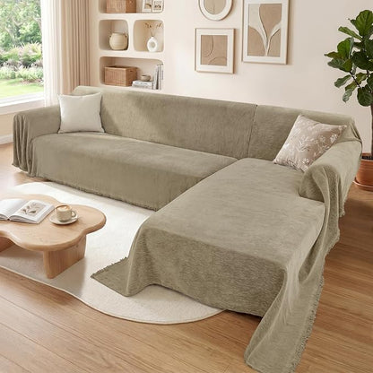 2 Pieces Sectional Couch Covers L Shaped Cover XXL Quicksand | Thick Washable by Unknown