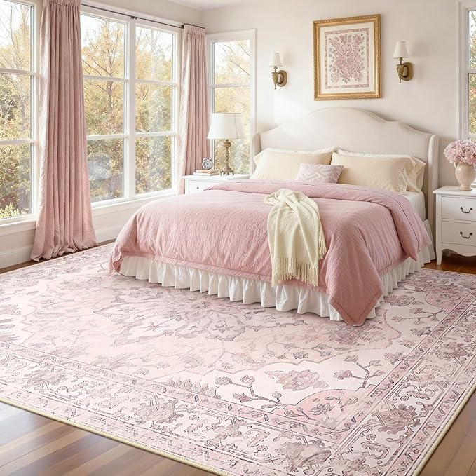 RELEANY Washable Area Rug, Water Repellent, Pet Friendly, Vintage Floral Boho - Image 3
