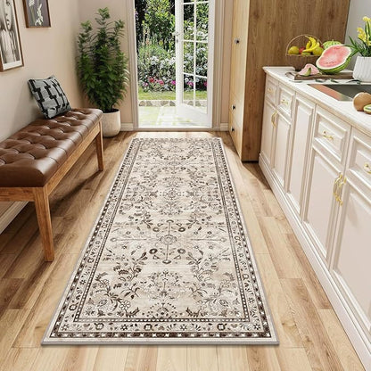 Yamaziot 2x5 Washable Hallway Runner Rug Non Slip Floral Carpet, Stain Resistant by Yamaziot