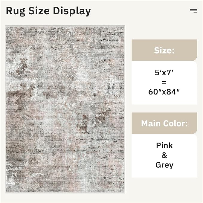 Soalmost Abstract Rug 5x7 Washable Area Rugs - Image 5