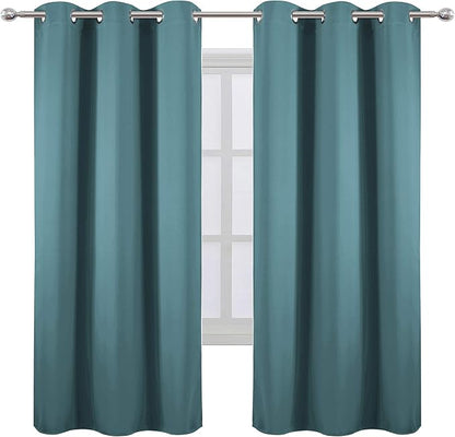 Sea Teal Thermal Blackout Curtains/42 x 72 Inch/Set of 2 Panels Room Darkening - Image 2