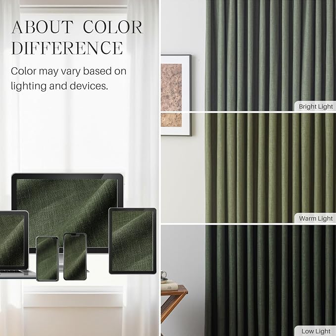 Pinch Pleated Linen Curtains 100% Blackout 84 Inches Long - Image 9