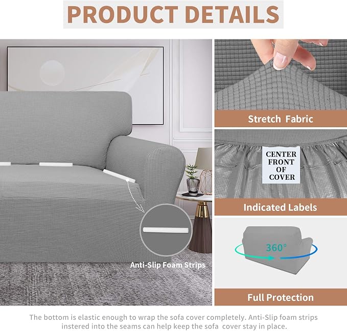 Easy-Going Waterproof Loveseat Couch Cover Stretch Jacquard Sofa Cover | Dual - Image 4