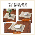 Dish Drying Mat Diatomaceous Earth Soft Coffee Mat Silicone Dish Drying Mat for Kitchen Counter or Sink for Kitchen Bathroom Coffee Bar (Linear Pattern, 16 x 24 Inches)
