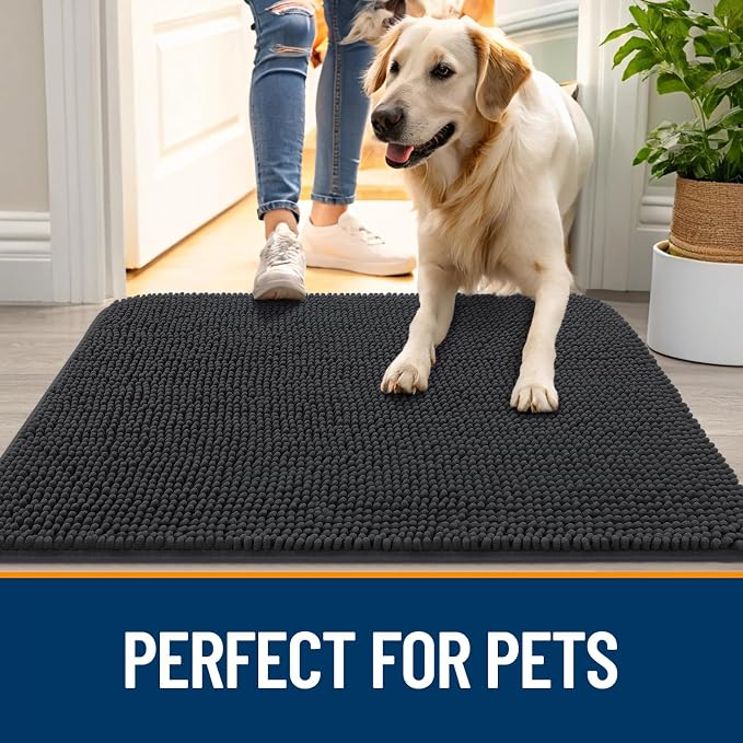OLANLY Dog Door Mat for Muddy Paws 32x20, Super Absorbent Chenille Mud Mat | - Image 6