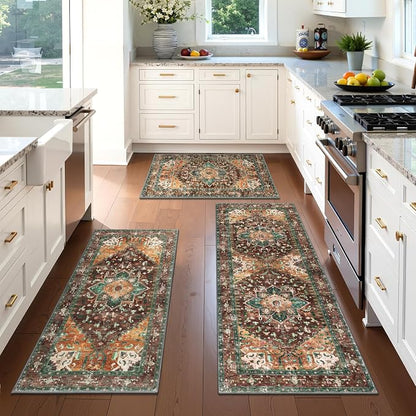 Yamaziot Washable Runner Rug Set of 3, Non-Slip Boho Hallway Kitchen Rug | by Yamaziot