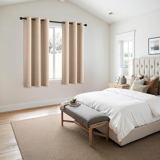 MIULEE Blackout Curtains for Bedroom 2 Panels 40 x 63 Inch Long Beige | Thermal - Image 6