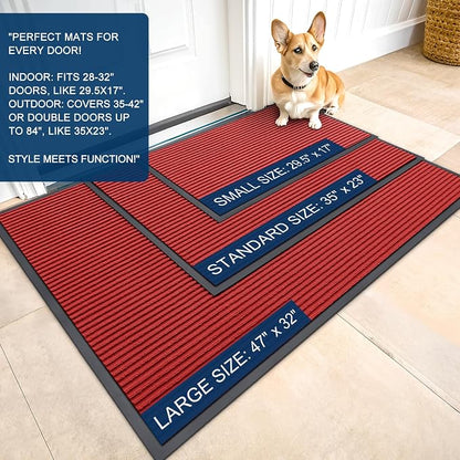 OLANLY Front Door Mat 59x20, Waterproof Heavy-Duty Indoor Outdoor Doormat | Red - Image 2