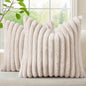 decorUhome Fall Faux Fur Throw Pillow Covers 18x18 Set of 2 Beige | Decorative by decorUhome