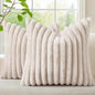 decorUhome Fall Faux Fur Throw Pillow Covers 16x16 Set of 2 Beige | Decorative by decorUhome