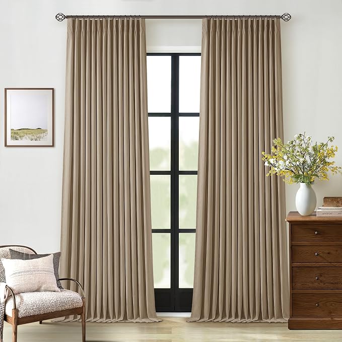 Light Brown Linen Blackout 92 Inch Curtains by Twodrapes