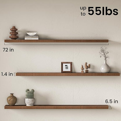 Fun Memories 72 Inch Fireplace Mantel Shelf, Deep Floating Shelves - Image 3