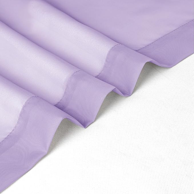 Chyhomenyc Lilac Sheer Curtains 45 Inch Long 2 Panels, Light Filtering Rod - Image 8
