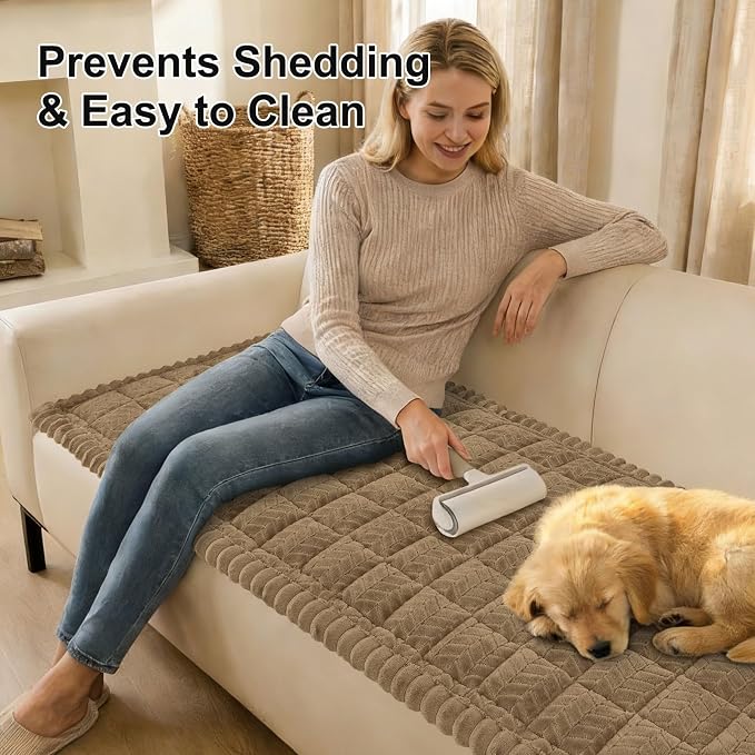 Smiry Couch Cover for Dogs, Non Slip Fuzzy Pet Sofa Arm Covers Washable | Sofa - Image 4