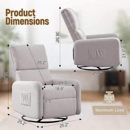 Korser 360° Rocking Chair, Nursery Rocker Chair - Image 2