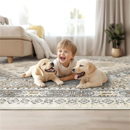 Area Rugs 5x7 Washable Rugs for Living Room, Ultra-Thin Soft Floral Vintage - Image 9