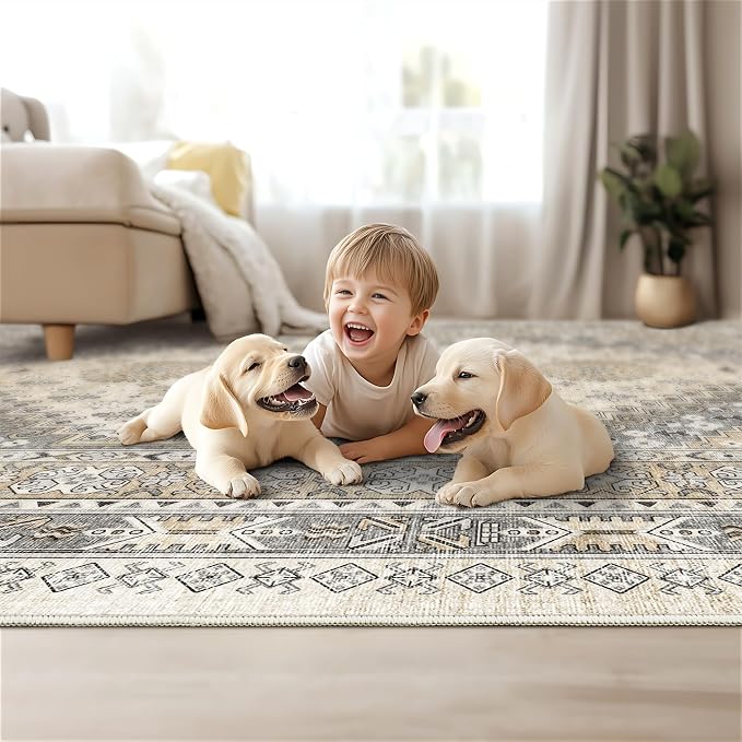 3x5 Washable Area Rug for Entryway Non Slip Kitchen Rugs, Floral Soft Living - Image 9