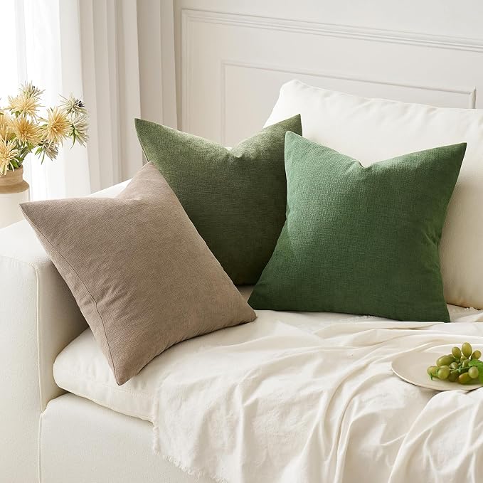 MIULEE Light Brown Chenille Couch Throw Pillow Covers, 20x20 | Set of 2 - Image 5