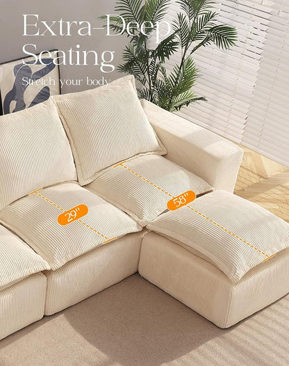 107" Comfy Cloud Couch with L-Shape Chaise & Deep Seat, Modular Sectional Sofa - Image 5
