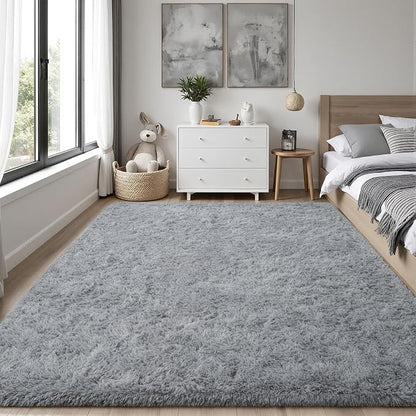 PLHXFR 4x6 Area Rugs Living Room: Fluffy Bedroom Rug Shag Carpet Grey | Upgrade - Image 2