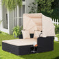 COSTWAY Outdoor Daybed with Retractable Canopy, Patio Rattan Daybed with by COSTWAY
