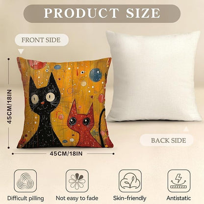 OBSEDE Black Cat Abstract Art Decorative Throw Pillow Covers 18 × 18 in - Image 3