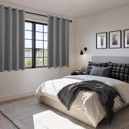 Blackout Curtains for Bedroom 52 x 54 Inch Long Light Grey 2 Panels | Thermal - Image 6