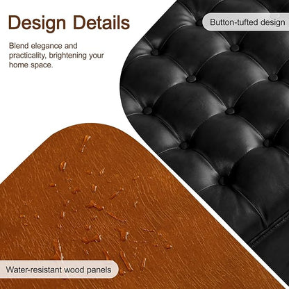 WUTUTUEE 30" Faux Leather Square Storage Ottoman - Image 4