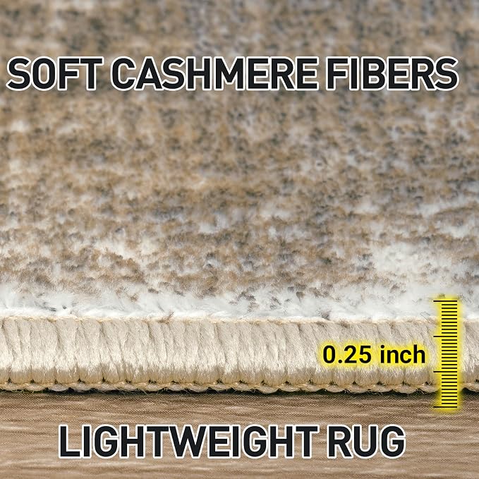 9x12 Area Rugs for Living Room: Washable Abstract Brown White Carpet | Non-slip - Image 8