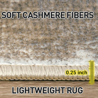 6x9 Area Rugs for Living Room: Washable Abstract Brown White Badroom Carpet | - Image 7