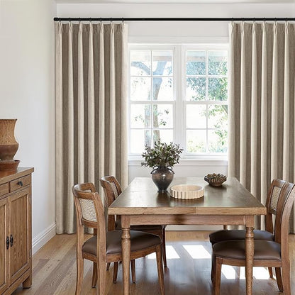 MIULEE Sand Pinch Pleated 100% Blackout Linen Curtains 40x63 Inches | Room - Image 7