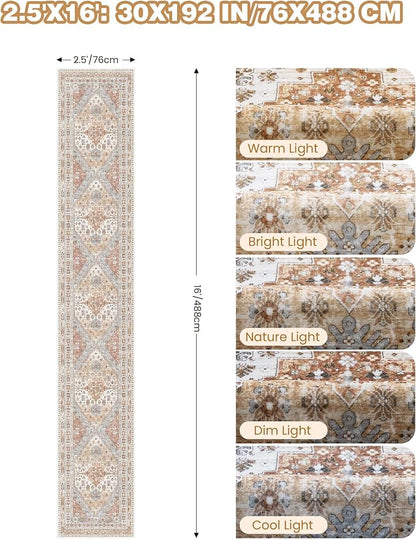 Washable Runner Rug 2.5x16, Non-Slip Long Kitchen Rugs, Soft Hallway Runner - Image 2