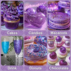 Purple Edible Glitter - 5g Food Grade Cake Decorating Shimmering Glitter, Edible Sprinkle Luster Dust for Drinks, Chocolates, Fondant, Strawberries, Cupcakes, Candy, Cookie - Vegan