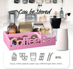 Coffee Bar Organizer - Wood Coffee Pods Holder Storage Basket, Essential Coffee Bar Accessories for Home and Office, Coffee and Tea Condiment Storage Organizer