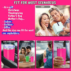 20 oz Tumbler with lid Double Wall Vacuum Insulated Tumblers Stainless Steel Coffee Mug Travel Coffee Tumbler Powder Coated Tumbler Cup Keep Hot&Cold - (Hot Pink 12 Pack)