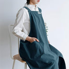 HANEE Cotton Aprons for Women and Men | Cross-Back Apron with Pockets