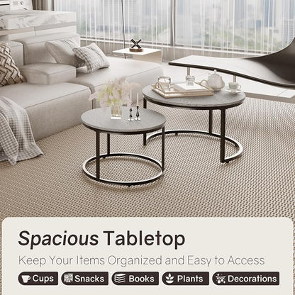 Otterease Nesting Tables Set of 2, 31.5" Round Coffee Table, Large Nesting - Image 4