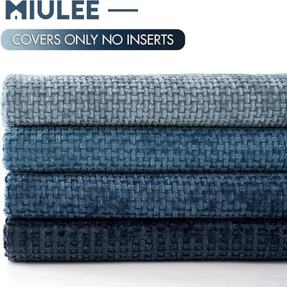 MIULEE Decorative Chenille Euro Pillow Covers Blue Series 22x22 Pack of 4 | - Image 6