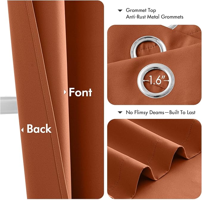 MIULEE Fall Blackout Curtains for Bedroom 2 Panels 40 x 84 Inch Long Rust | - Image 4