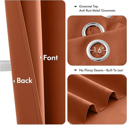 MIULEE Fall Blackout Curtains for Bedroom 2 Panels 40 x 63 Inch Long Rust | - Image 4
