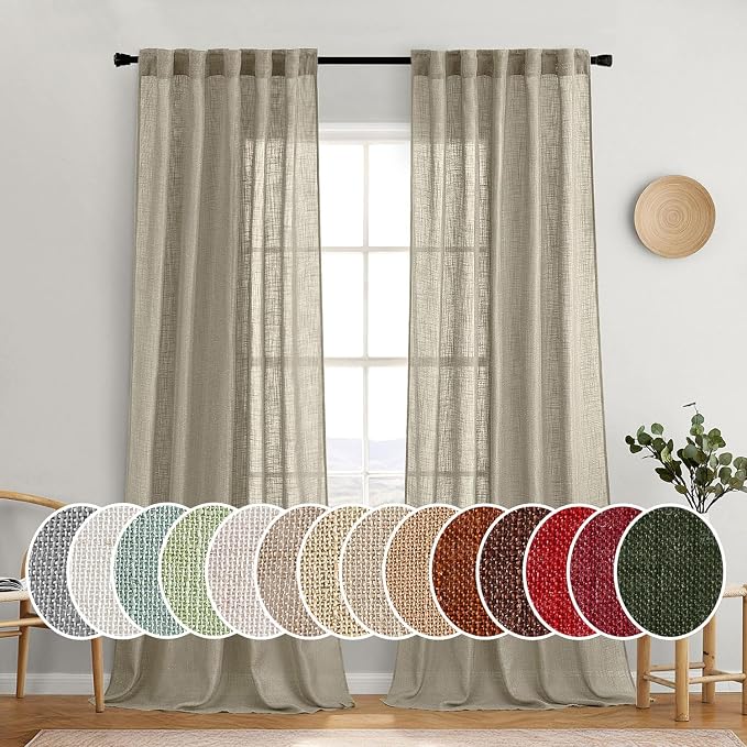 MIULEE Oatmeal Linen Curtains 52x108 Inch Long by MIULEE