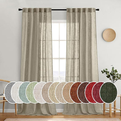 MIULEE Oatmeal Linen Curtains 52x108 Inch Long by MIULEE