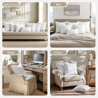 MIULEE 22x22 Pillow Inserts 4 Pack, 100% Virgin Fiber Filling Throw Pillows | - Image 5