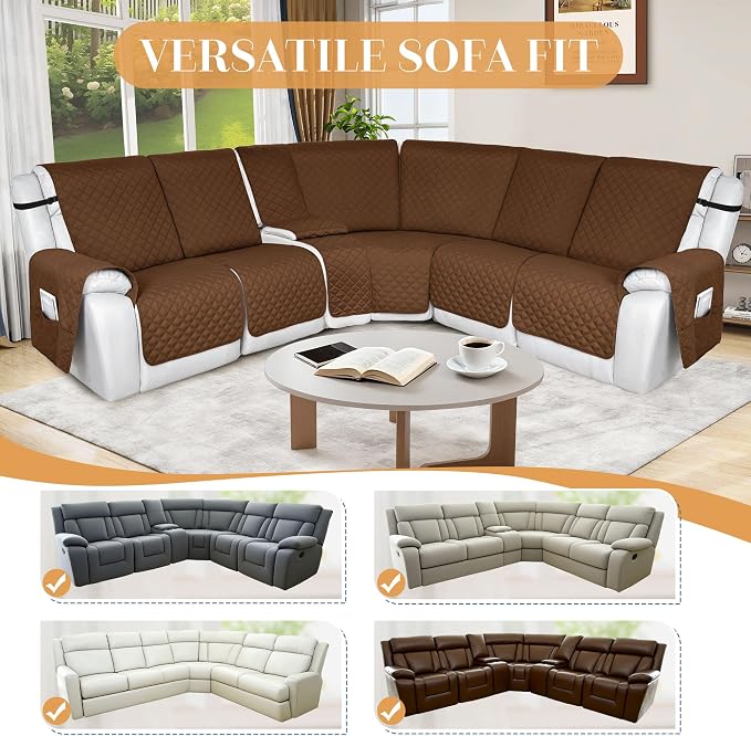 HDCAXKJ 100% Waterproof Reclining Sectional Couch Covers L Shape Recliner Sofa - Image 6