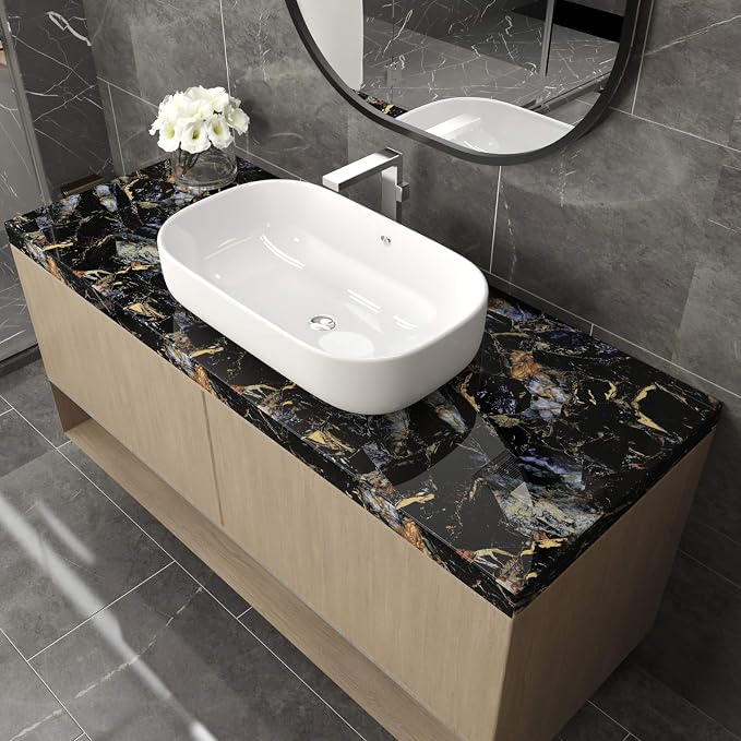 LACHEERY Large Wide 160 x 36 inch Sapphire Look Marble Contact Paper Waterproof - Image 2
