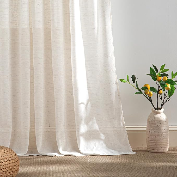 RYB HOME Sheer Curtains 108 inches, Extra Long Floor to Ceiling Curtains | - Image 5