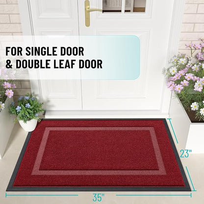 OLANLY Front Door Mat Outside 35x23, All-Season Heavy-Duty Rubber Doormat | - Image 2